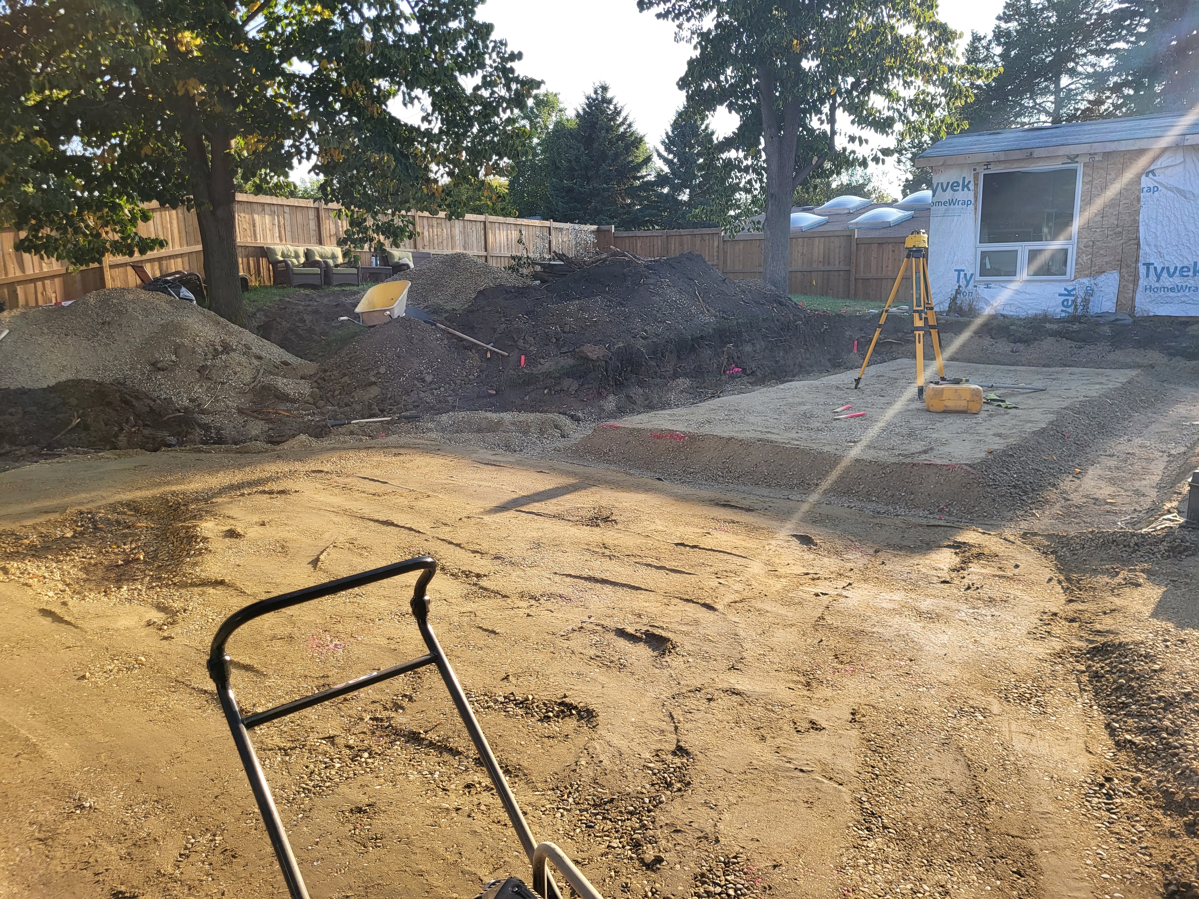 Foundation grading at sunset